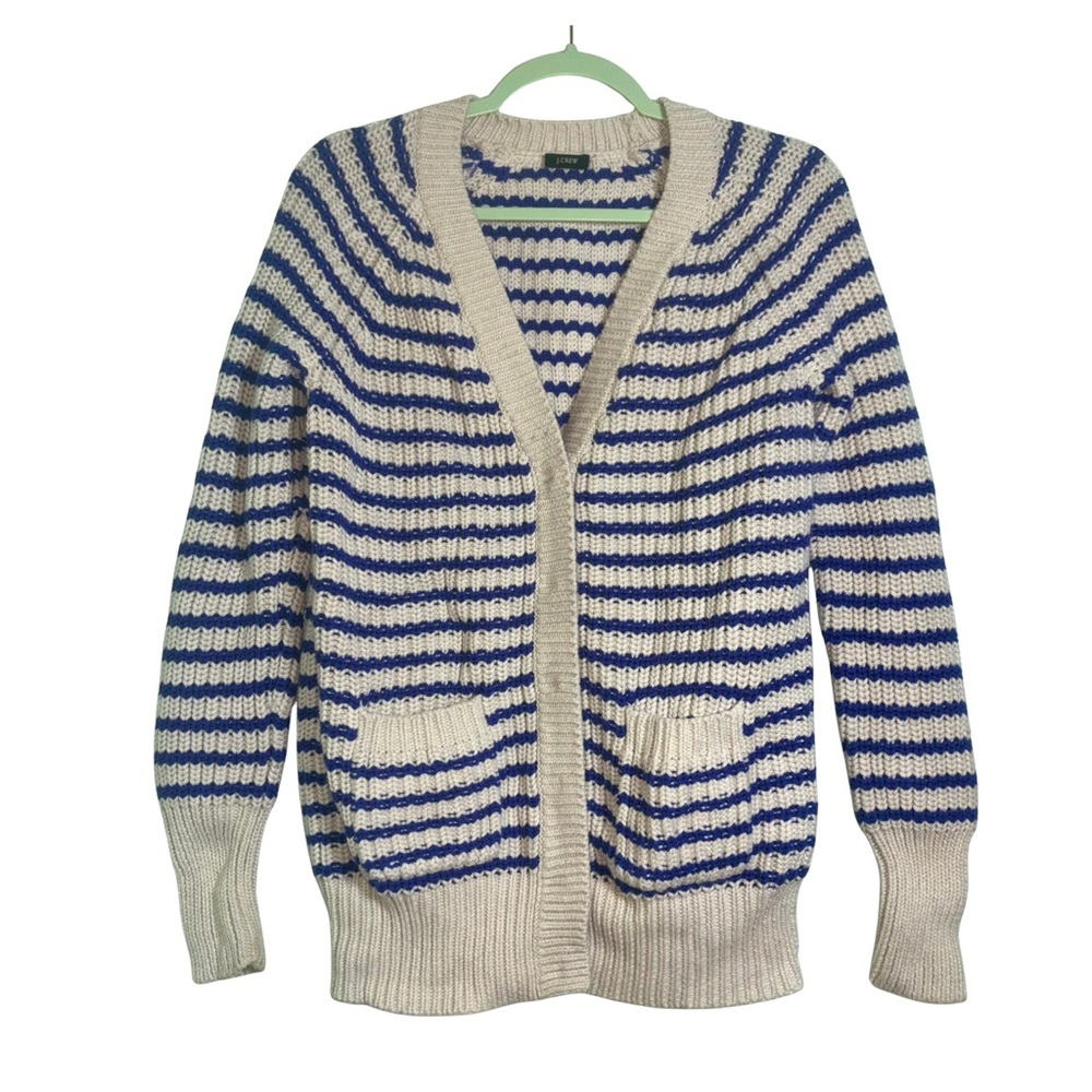 J CREW Striped Blue and Cream Women's Sweater | Size M